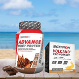 Scitron Advance Whey Milk Chocolate 1kg with Scitron Volcano Pre Workout 150g