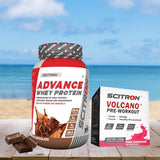 Scitron Advance Whey Milk Chocolate 1kg with Scitron Volcano Pre Workout 150g