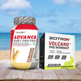 Scitron Advance whey 1kg Kulfi With Scitron Volcano Pre Workout 150g