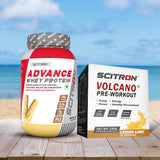 Scitron Advance whey 1kg Kulfi With Scitron Volcano Pre Workout 150g