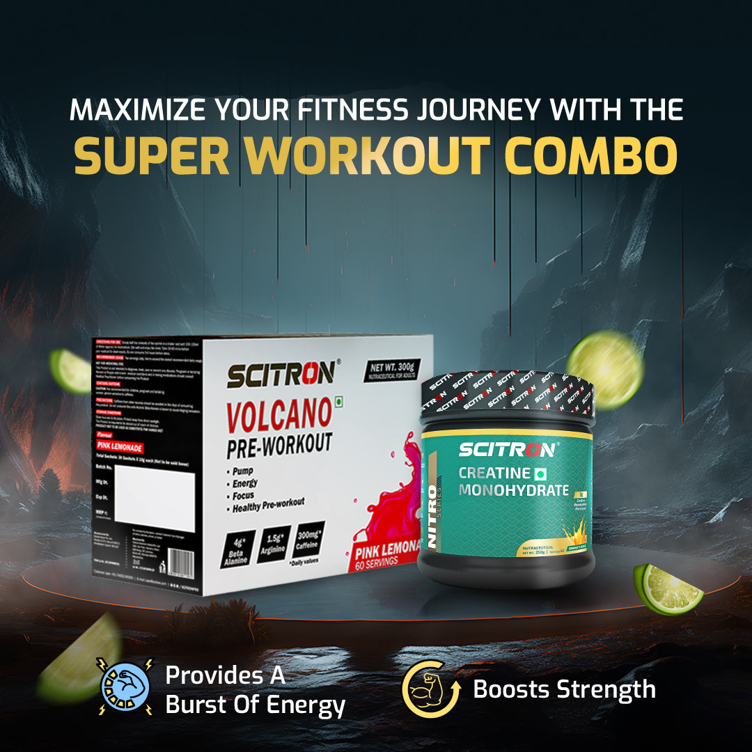 Scitron Volcano PreWorkout Pink Lemonade with Nitro Series Creatine M