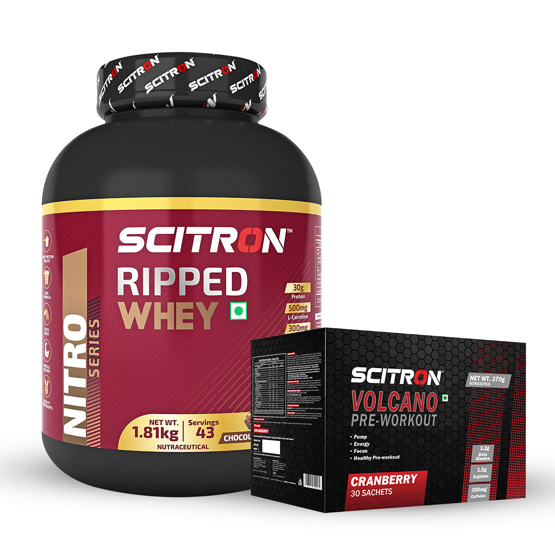 Nitro Series RIPPED Whey + Volcano PreWorkout & Scitron