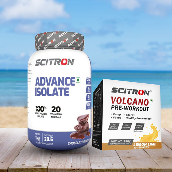 Scitron Advance Isolate 1 KG - Chocolate Fantasy with Scitron Volcano Pre Workout - 150g