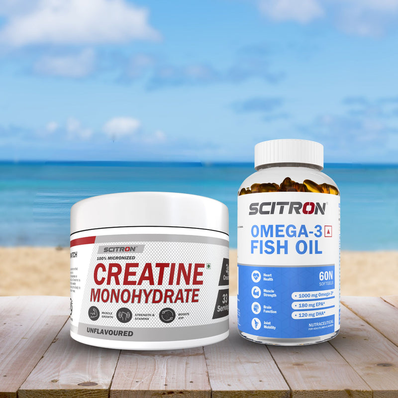 Scitron Creatine Monohydrate with Scitron Omega-3 Fish Oil Omega 60 Capsules