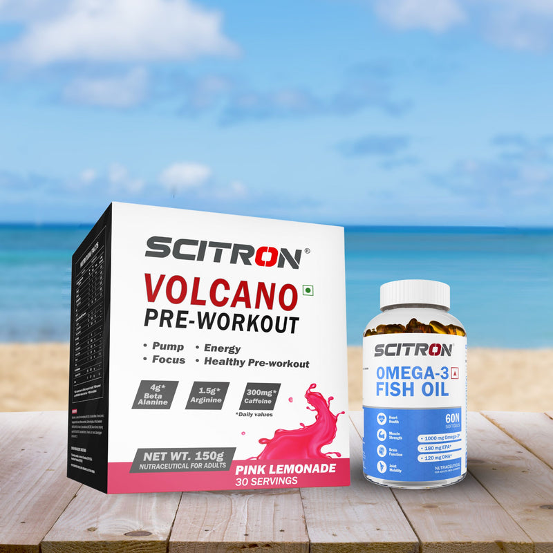 Scitron Volcano Pre Workout 150g with Scitron Omega 3 Fish Oil 60 Capsules