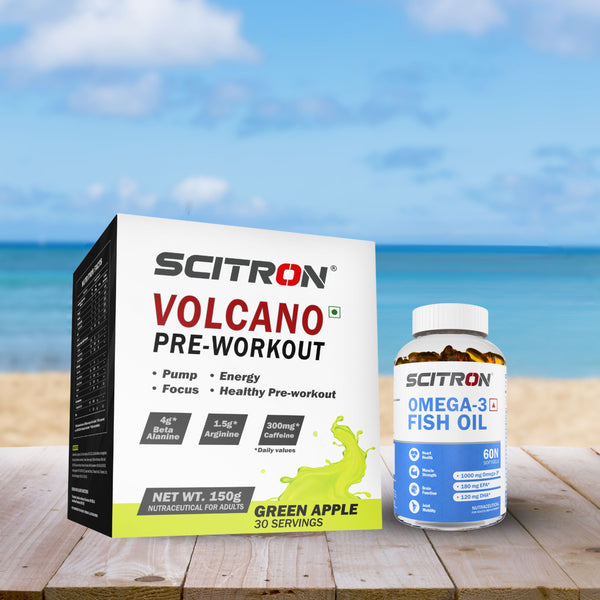Scitron Volcano Pre Workout 150g with Scitron Omega 3 Fish Oil 60 Capsules