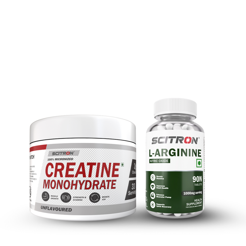 Scitron Creatine Monohydrate 100g with Scitron L Arginine 90 Tabs