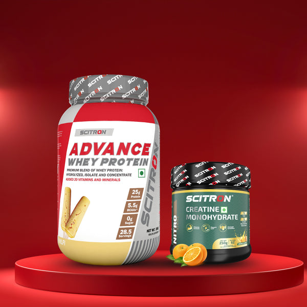 Scitron Advance whey 1kg Kulfi with Scitron Nitro Series CREATINE MONOHYDRATE Orange 250g