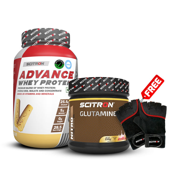 Advance whey protein (1Kg) with Glutamine (post workout recovery combo)