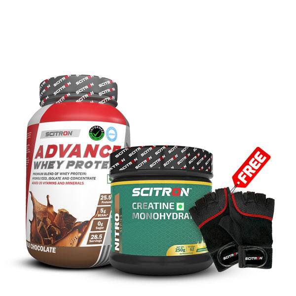 Scitron Advance Whey Protein (1Kg) with Nitro Series Creatine Monohydrate
