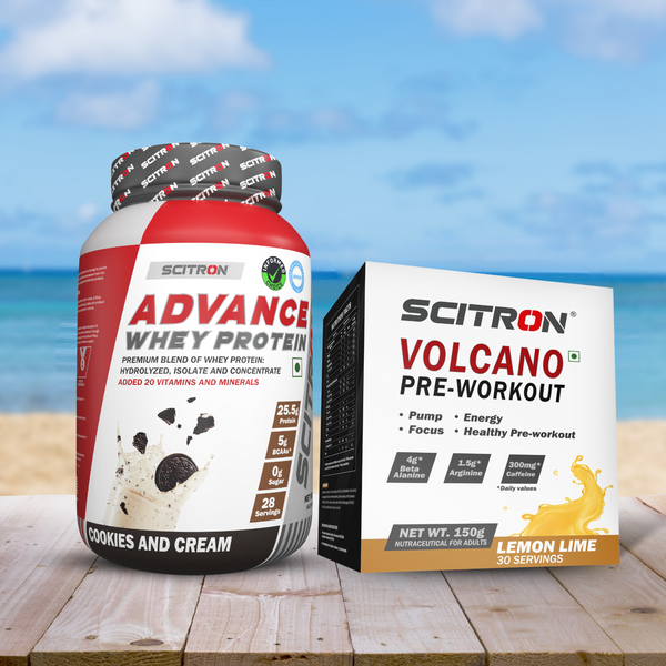 Scitron Advance whey Cookies and Cream 1Kg With Scitron Volcano Pre Workout 150g