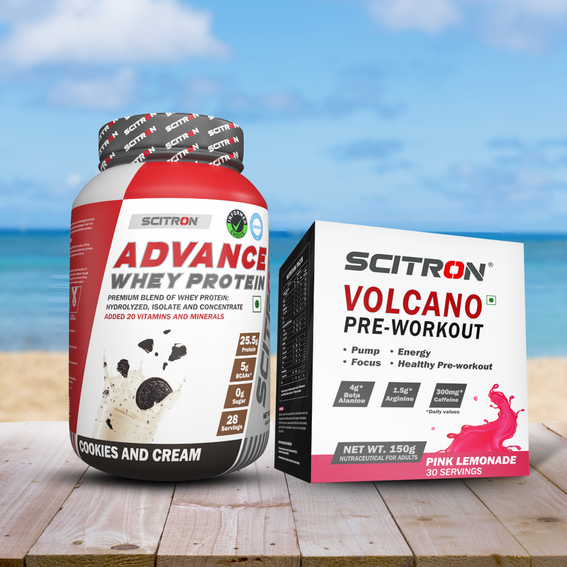 Scitron Advance whey Cookies and Cream 1Kg With Scitron Volcano Pre Workout 150g