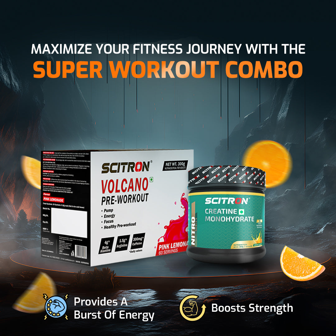 Scitron Volcano PreWorkout Pink Lemonade with Nitro Series Creatine M